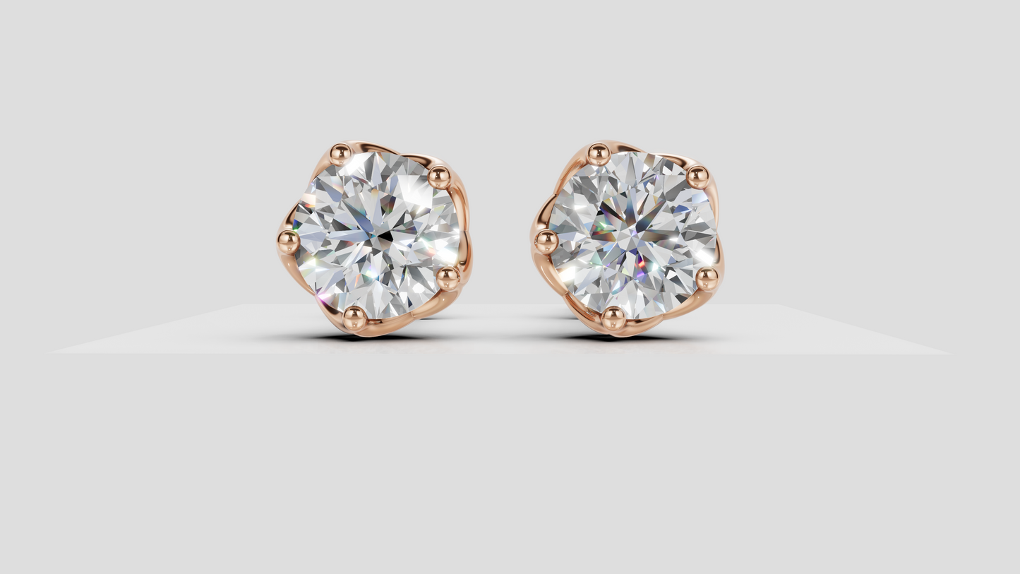 Lab Grown Diamond Solitaire Stud Earrings, 14K Gold Screw Back, Minimalist Everyday Jewelry