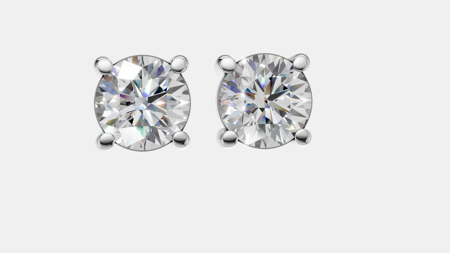 14K Gold Round Cut Diamond Stud Earrings | Minimalist Bridal Solitaire Jewelry