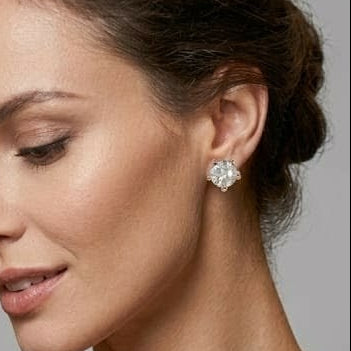 14K Gold Round Lab Grown Diamond Solitaire Stud Earrings