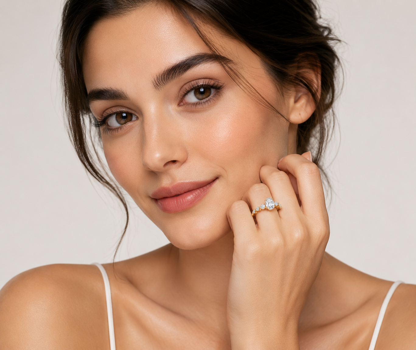 Oval Lab Grown Diamond Engagement Ring, 14K Yellow Gold Promise Ring, Vintage Diamond Ring, Bridal Ring, Anniversary Gift for Her