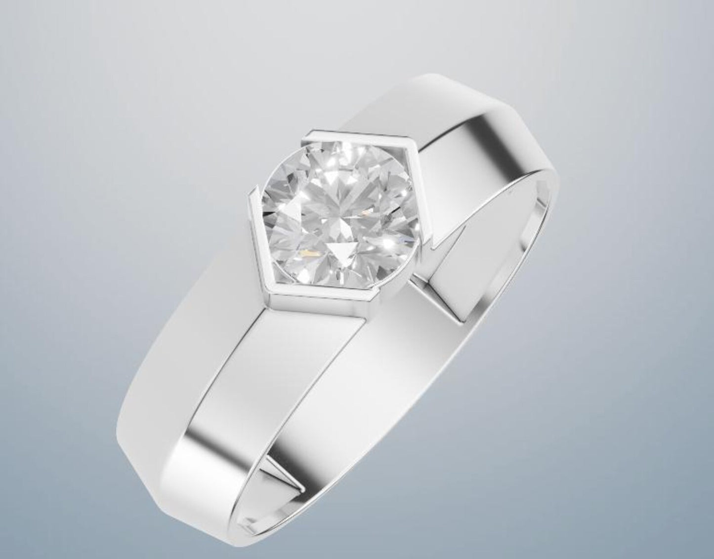 Gold Round Diamond Ring, Minimalist Promise Ring, Modern Unisex Jewelry