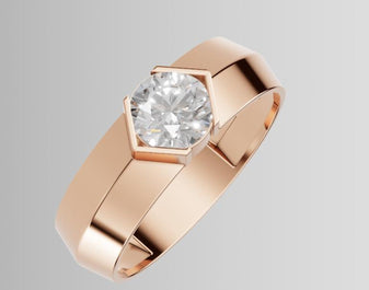 Rose Gold Round Lab Grown Diamond Ring, Minimalist Promise Ring, Dainty Stackable Ring, Modern Engagement Ring, Gift for Her