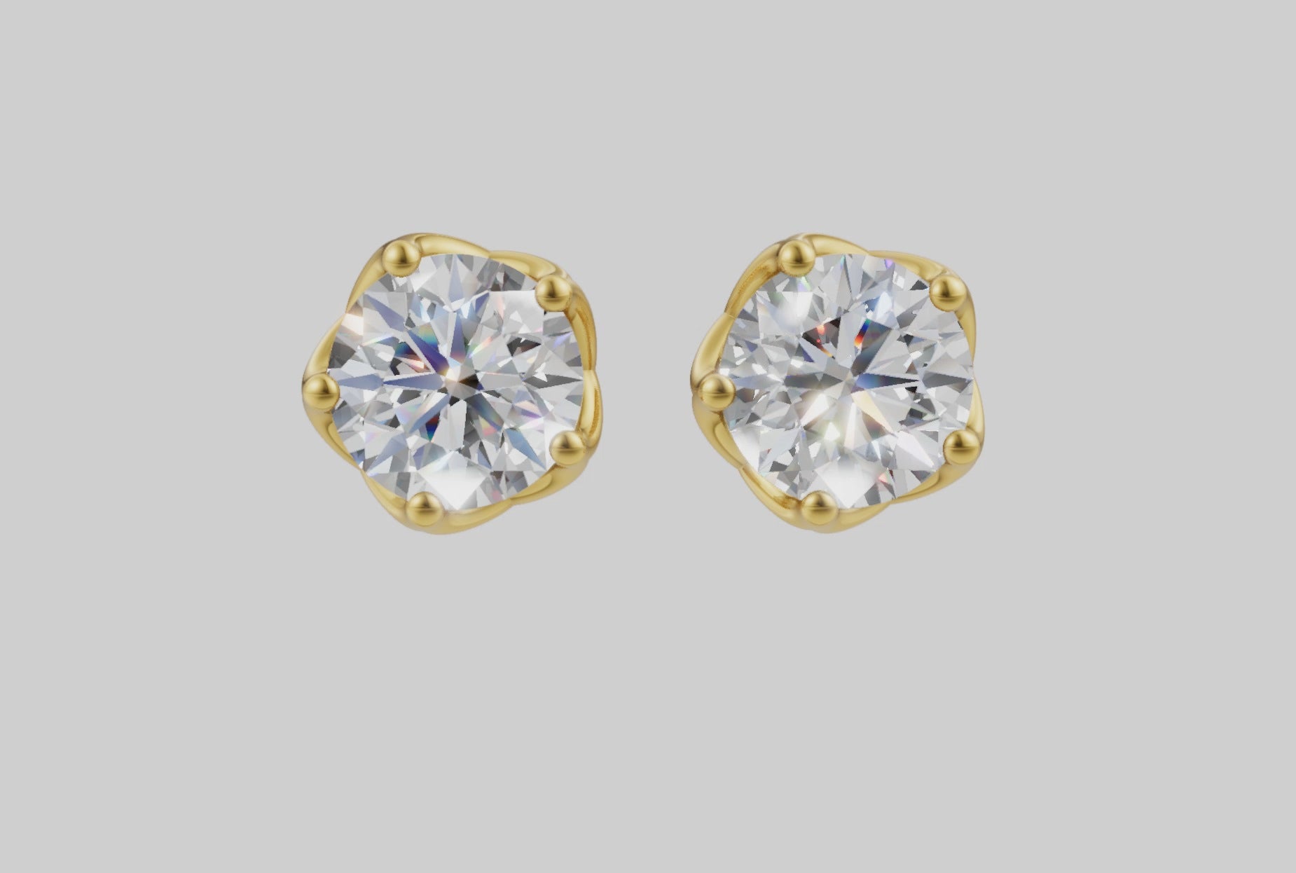 Lab Grown Diamond Solitaire Stud Earrings, 14K Gold Screw Back, Minimalist Everyday Jewelry