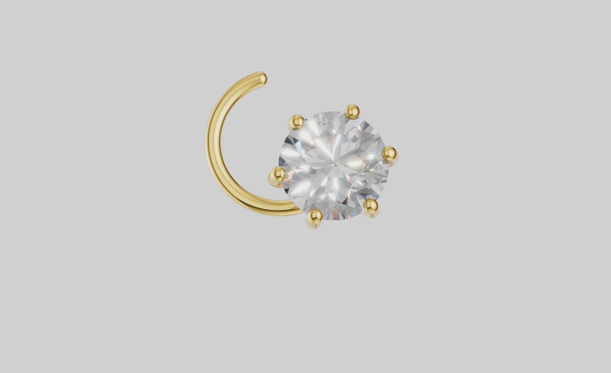 Round Lab Grown Diamond Nose Pin | Moissanite Diamond Nose Stud | Rose Gold Nose Ring | Minimalist Nose Jewellery