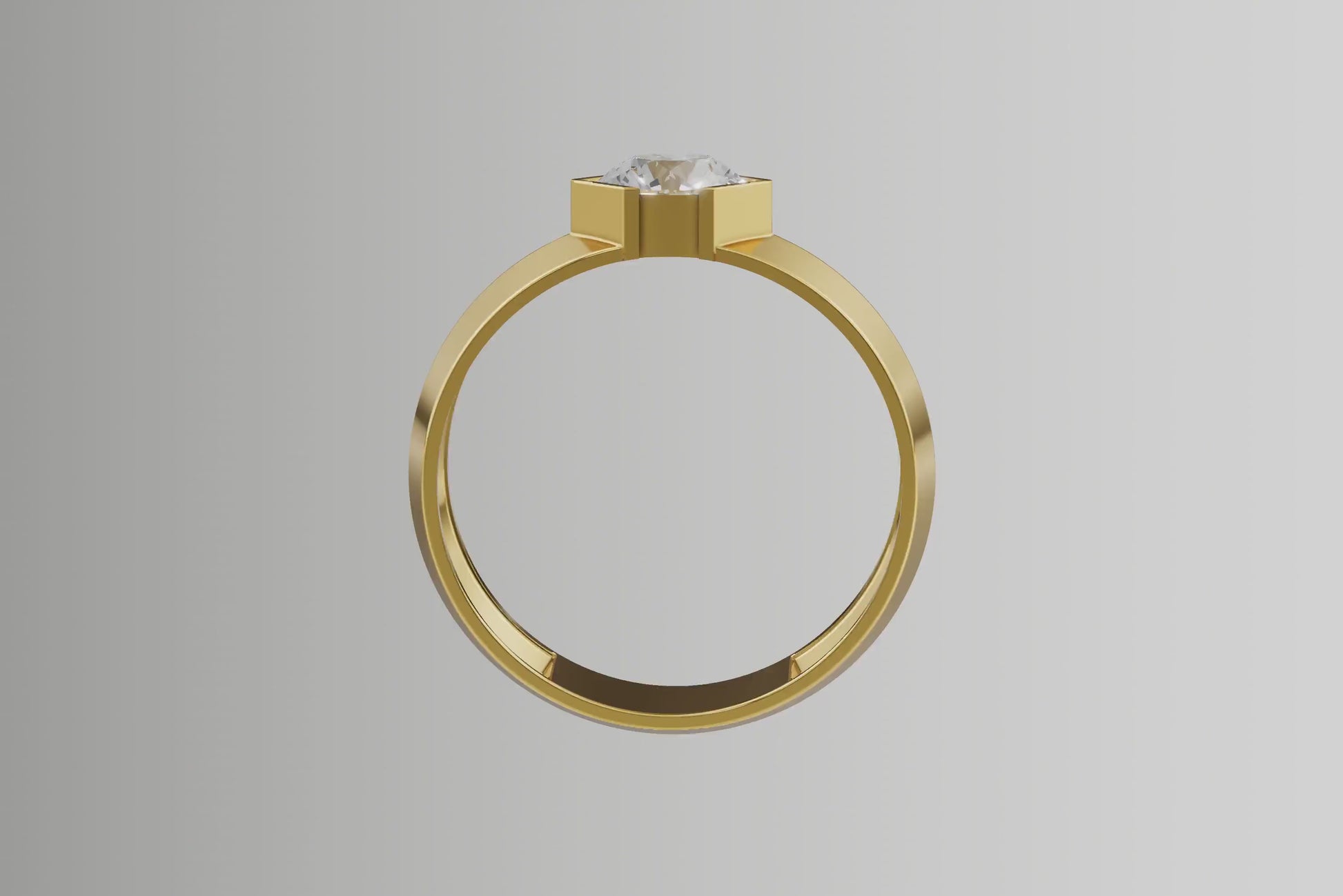 Gold Round Diamond Ring, Minimalist Promise Ring, Modern Unisex Jewelry