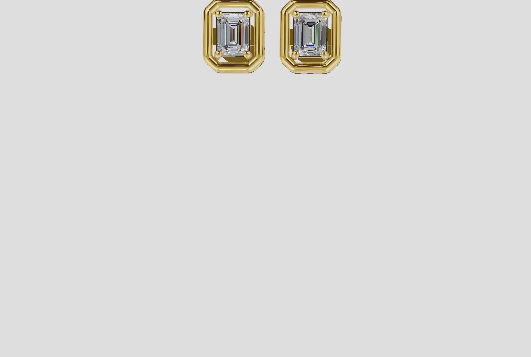 Gold Emerald Cut Stud Earrings, Minimalist Jewelry, Elegant Crystal Earrings, Gift for Her, Bridesmaid Jewelry
