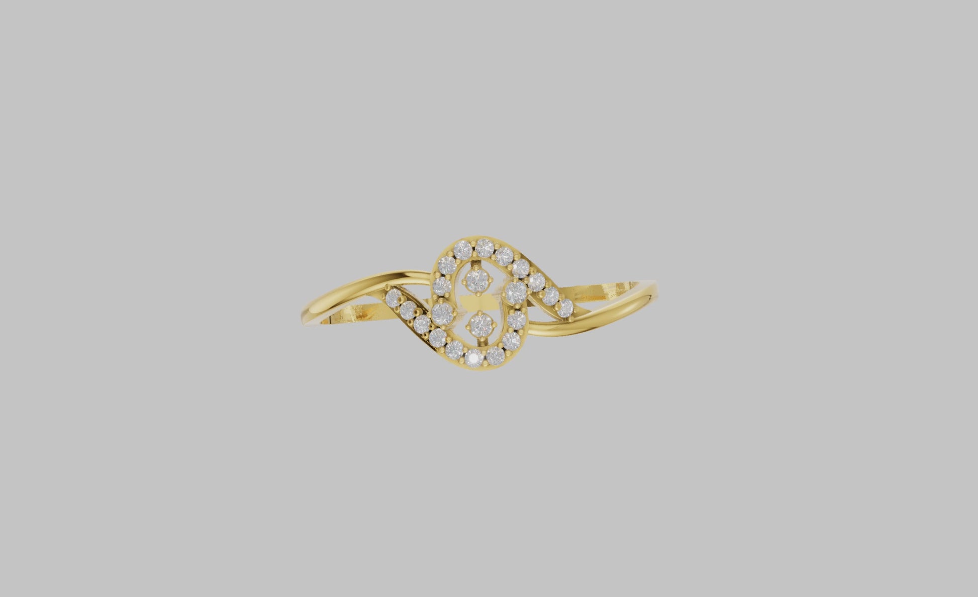 Delicate Infinity Diamond Ring, Yellow Gold Love Knot Engagement Ring