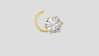 Round Lab Grown Diamond Nose Pin | Moissanite Diamond Nose Stud | Gold Nose Ring | Minimalist Nose Jewellery
