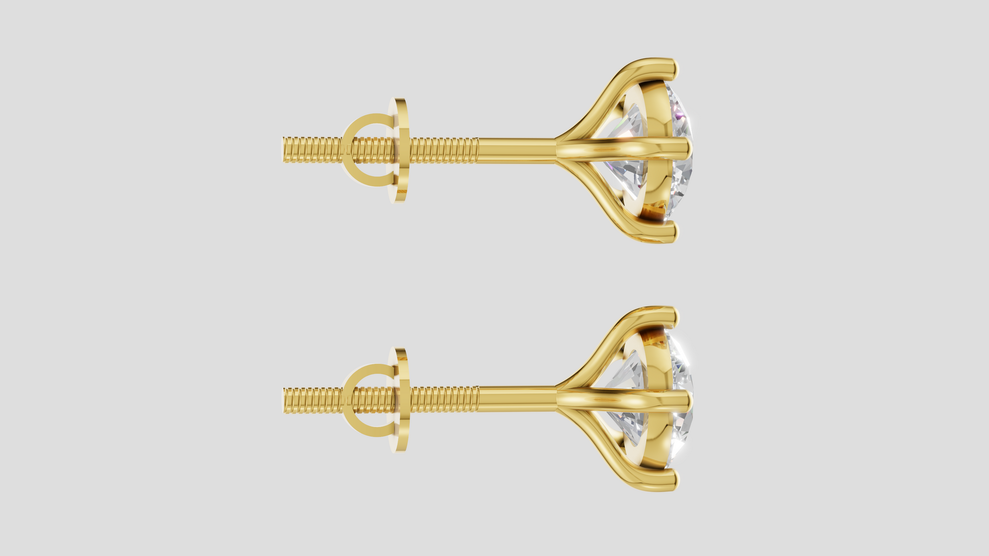 14K Gold Round Lab Grown Diamond Solitaire Stud Earrings