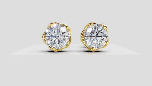 Lab Grown Diamond Solitaire Stud Earrings, 14K Gold Screw Back, Minimalist Everyday Jewelry