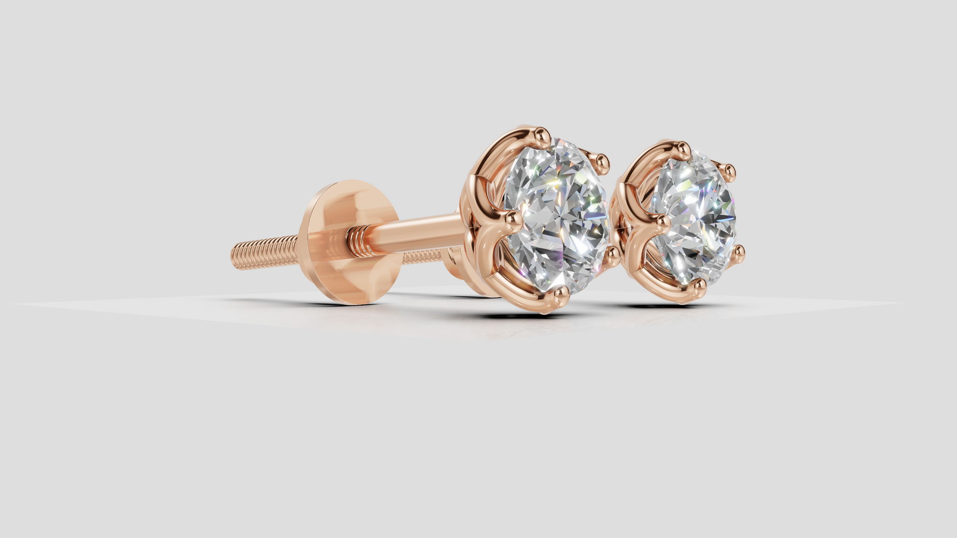 Lab Grown Diamond Solitaire Stud Earrings, 14K Gold Screw Back, Minimalist Everyday Jewelry