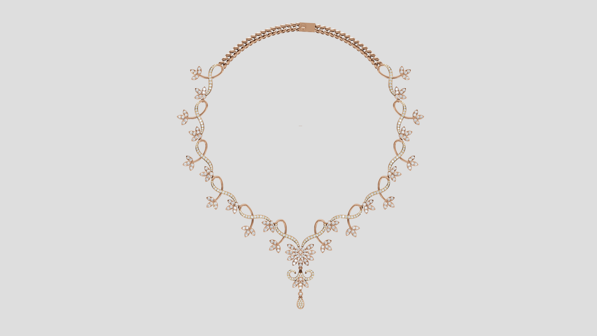 Lab Grown Diamond Floral Silver Vine Necklace | Bridal Wedding Jewelry Gift