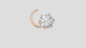 Round Lab Grown Diamond Nose Pin | Moissanite Diamond Nose Stud | Rose Gold Nose Ring | Minimalist Nose Jewellery