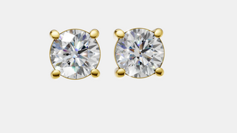 14K Gold Round Cut Diamond Stud Earrings | Minimalist Bridal Solitaire Jewelry