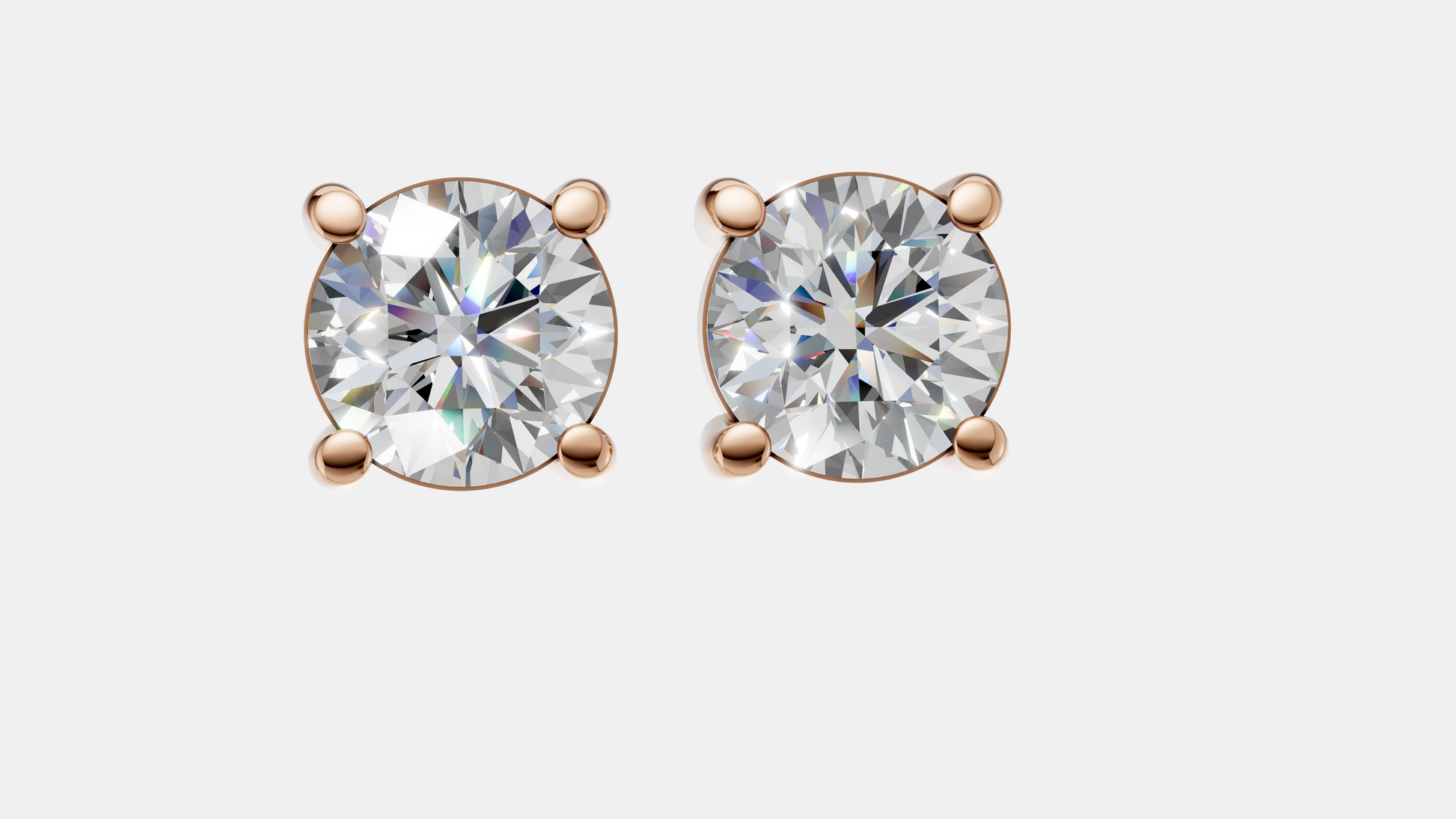 14K Gold Round Cut Diamond Stud Earrings | Minimalist Bridal Solitaire Jewelry