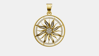 Hip Hop Sun Pendant for Men, Lab Grown Diamond & Moissanite Diamond Medallion, 14K Gold Round Pendant, Iced Out Rapper Jewelry