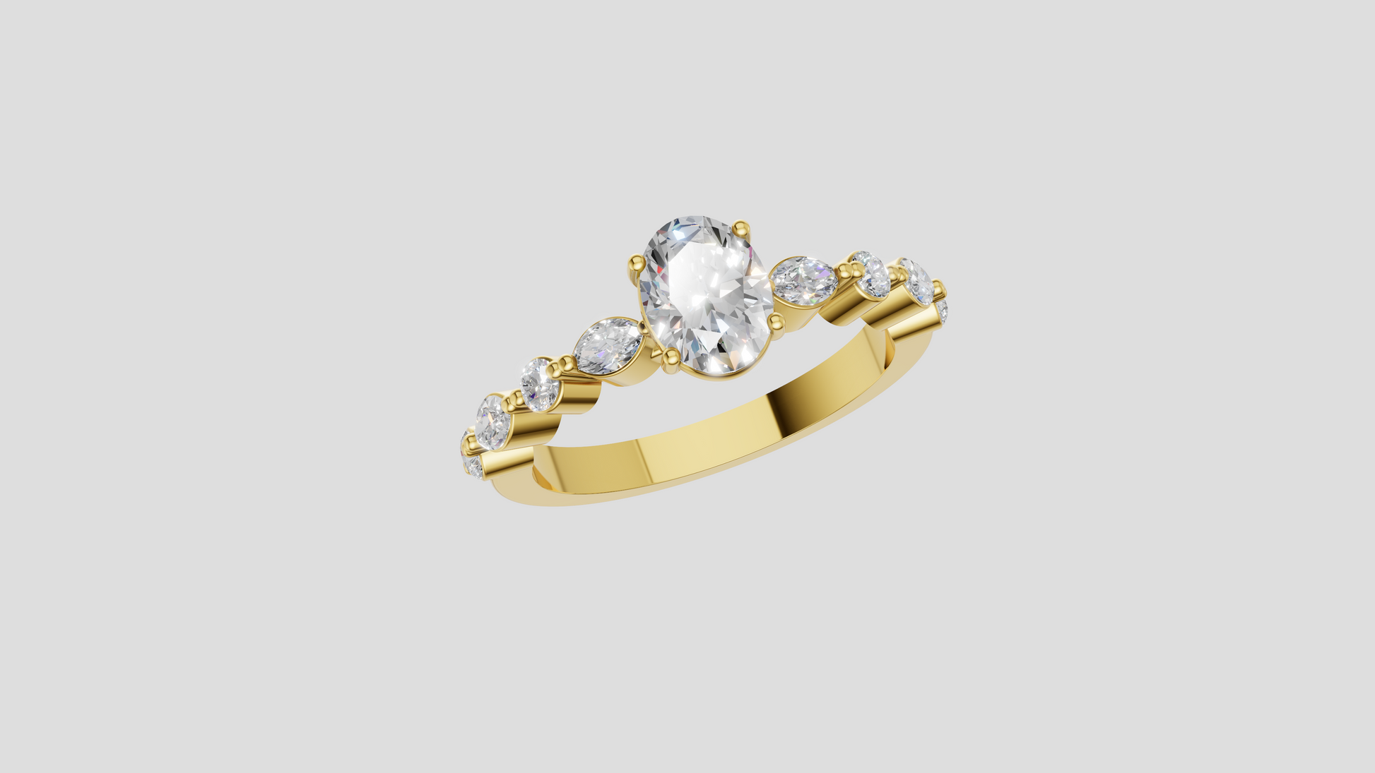 Oval Lab Grown Diamond Engagement Ring, 14K Yellow Gold Promise Ring, Vintage Diamond Ring, Bridal Ring, Anniversary Gift for Her
