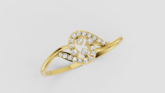 Delicate Infinity Diamond Ring, Yellow Gold Love Knot Engagement Ring
