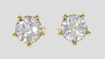 14K Gold Round Lab Grown Diamond Solitaire Stud Earrings