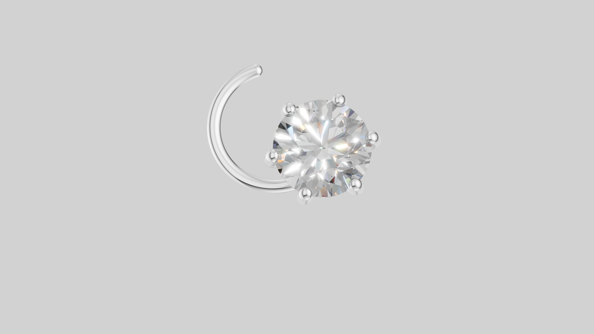 Round Lab Grown Diamond Silver Nose Pin | Moissanite Diamond Nose Stud | 925 Silver Nose Ring | Minimalist Nose Jewellery