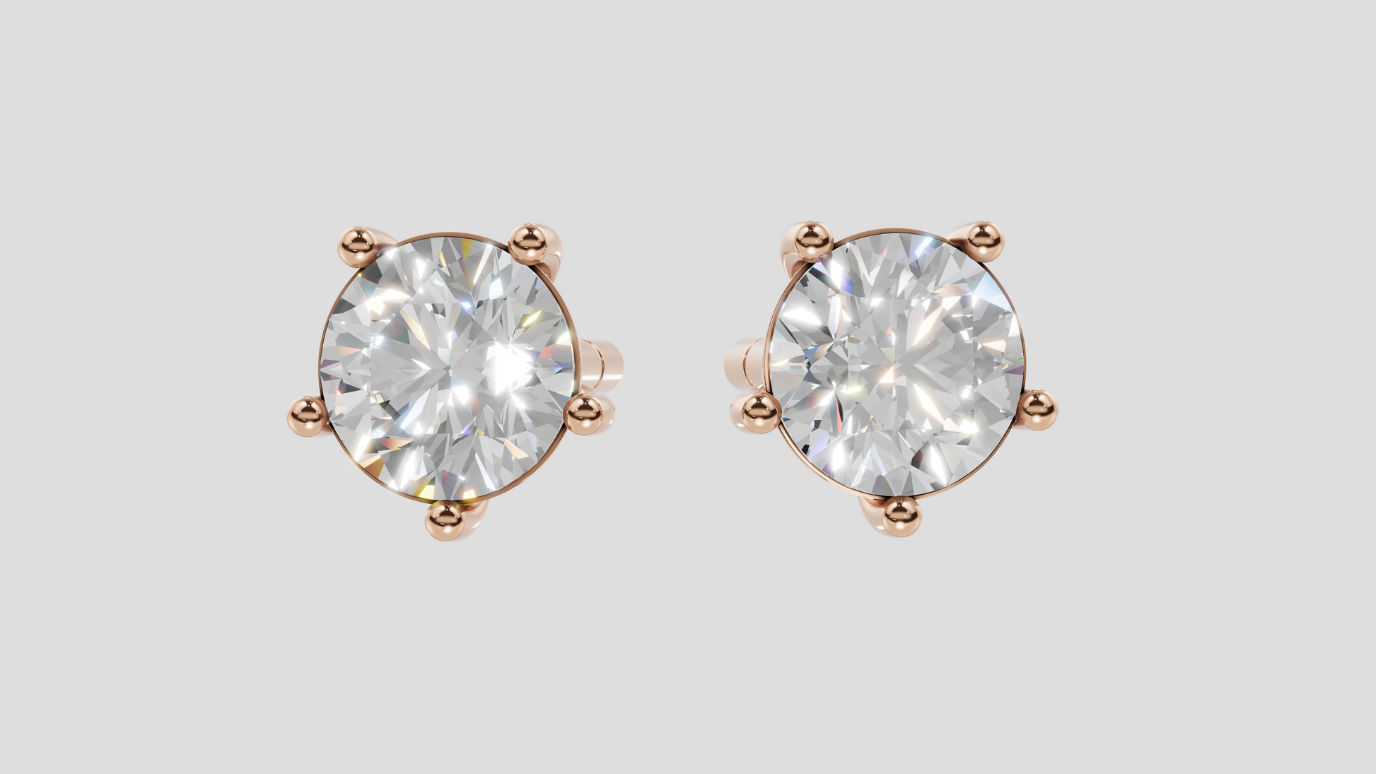 14K Gold Round Lab Grown Diamond Solitaire Stud Earrings