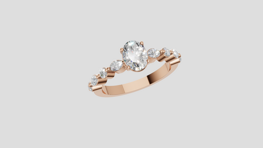 Oval Diamond Engagement Ring, Rose Gold Promise Ring, Vintage Diamond Ring, Bridal Ring, Anniversary Gift for Her
