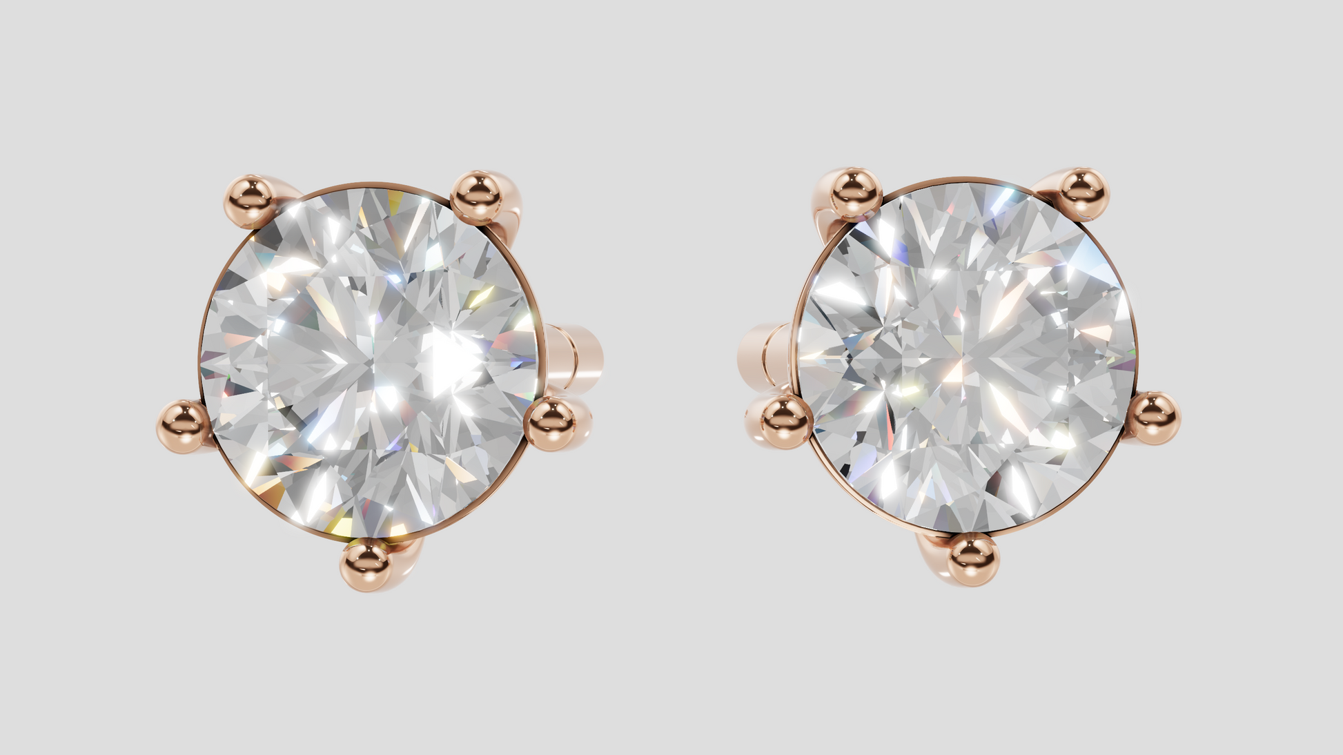 14K Gold Round Lab Grown Diamond Solitaire Stud Earrings